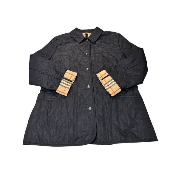 BURBERRY London Navy Blue Quilted Check Lined Jacket - Picture 9 of 13
